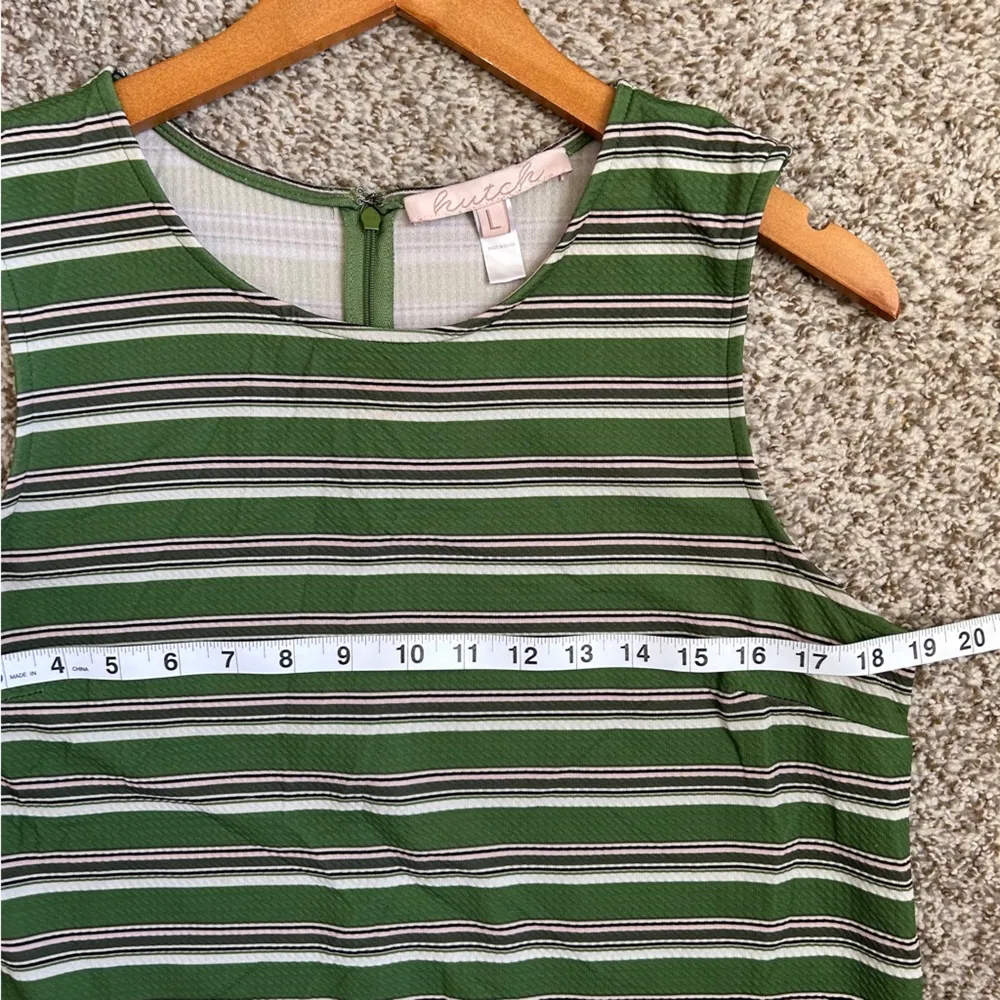 Hutch Green Striped Sleeveless Mini Dress Size Large Casual - Image 5