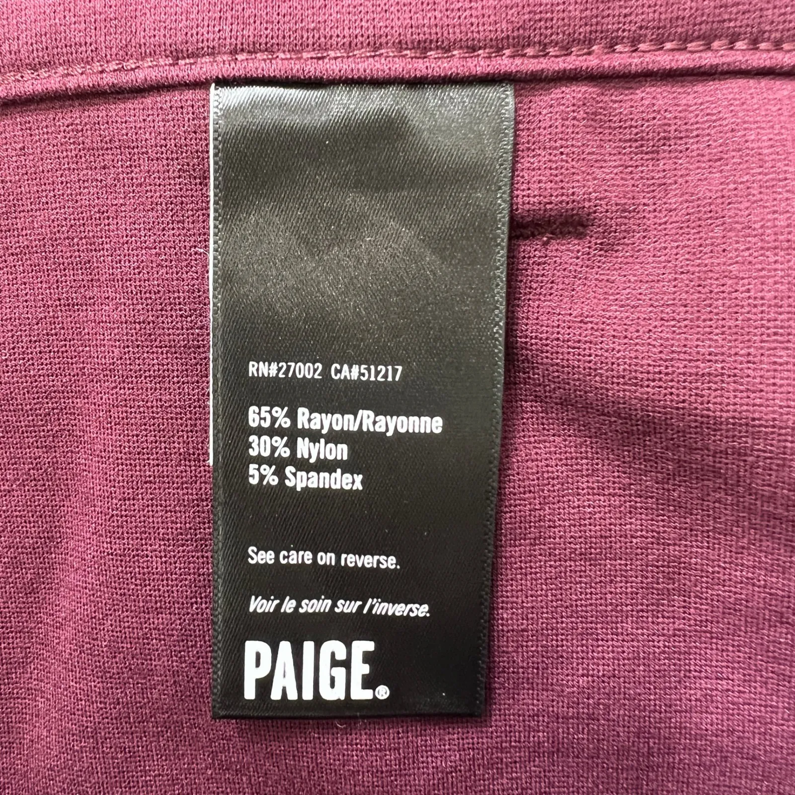 PAIGE Womens Ponte Trousers Size 30 Deep Red Velvet Slim‎ Pants M807374-5755 - Image 6