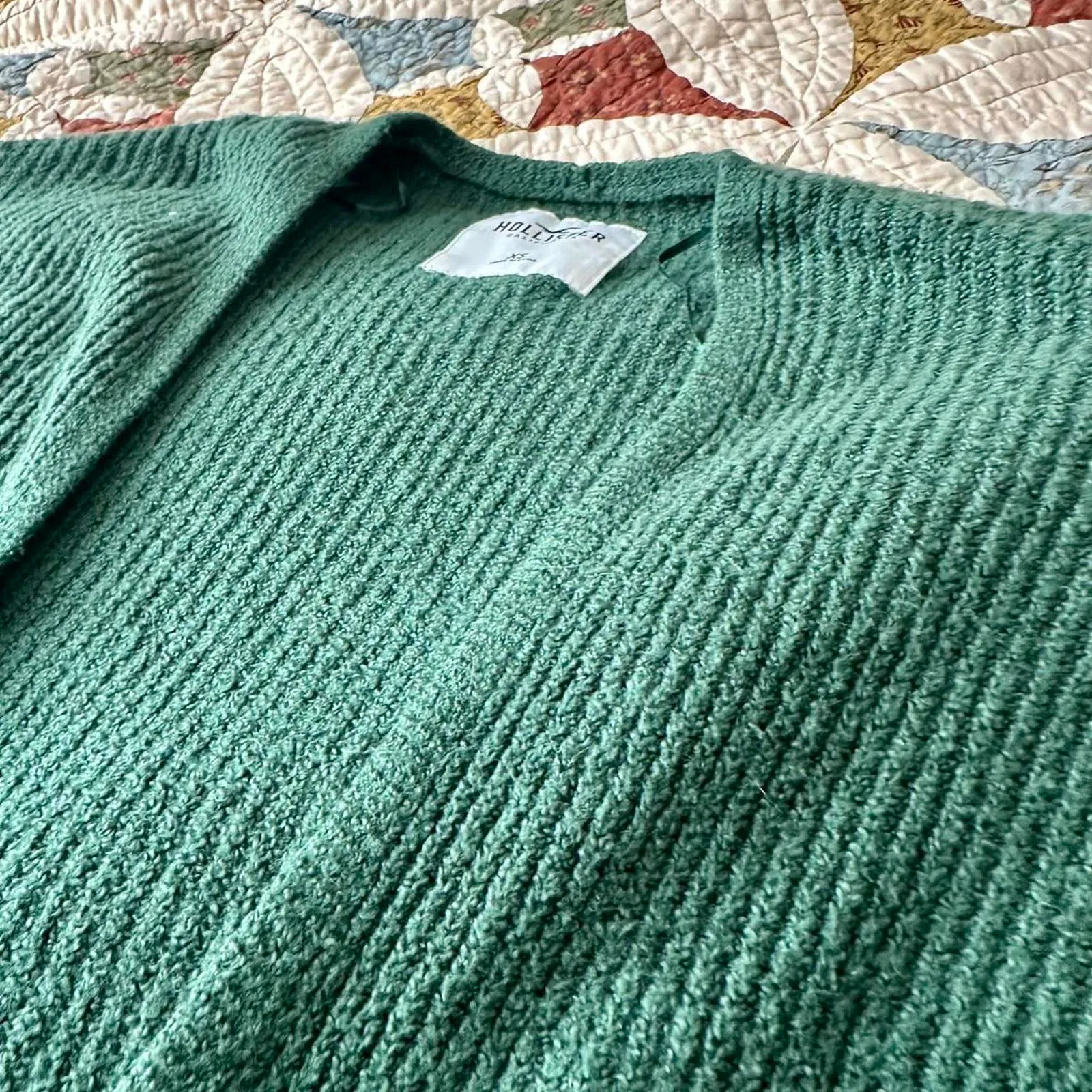 Emerald green Hollister Co. chunky knit cozy cardigan - Image 3
