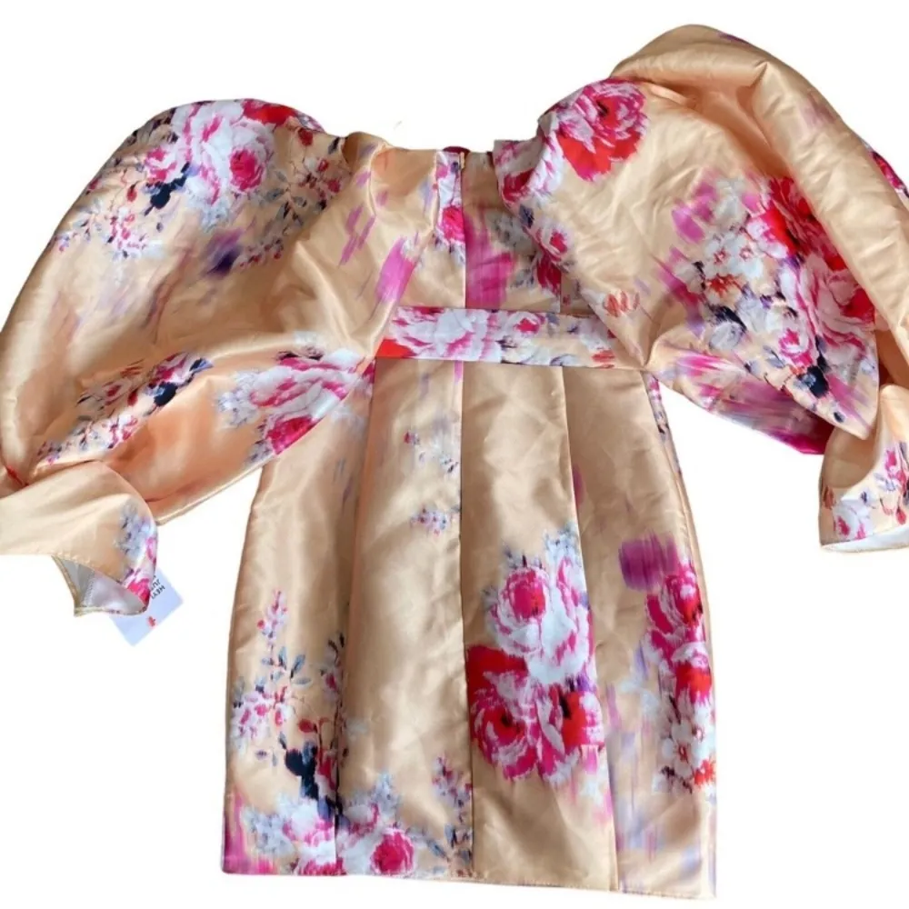ASOS luxe size is 2 belted drama sleeve, satin florall mini dress nwt - Image 3