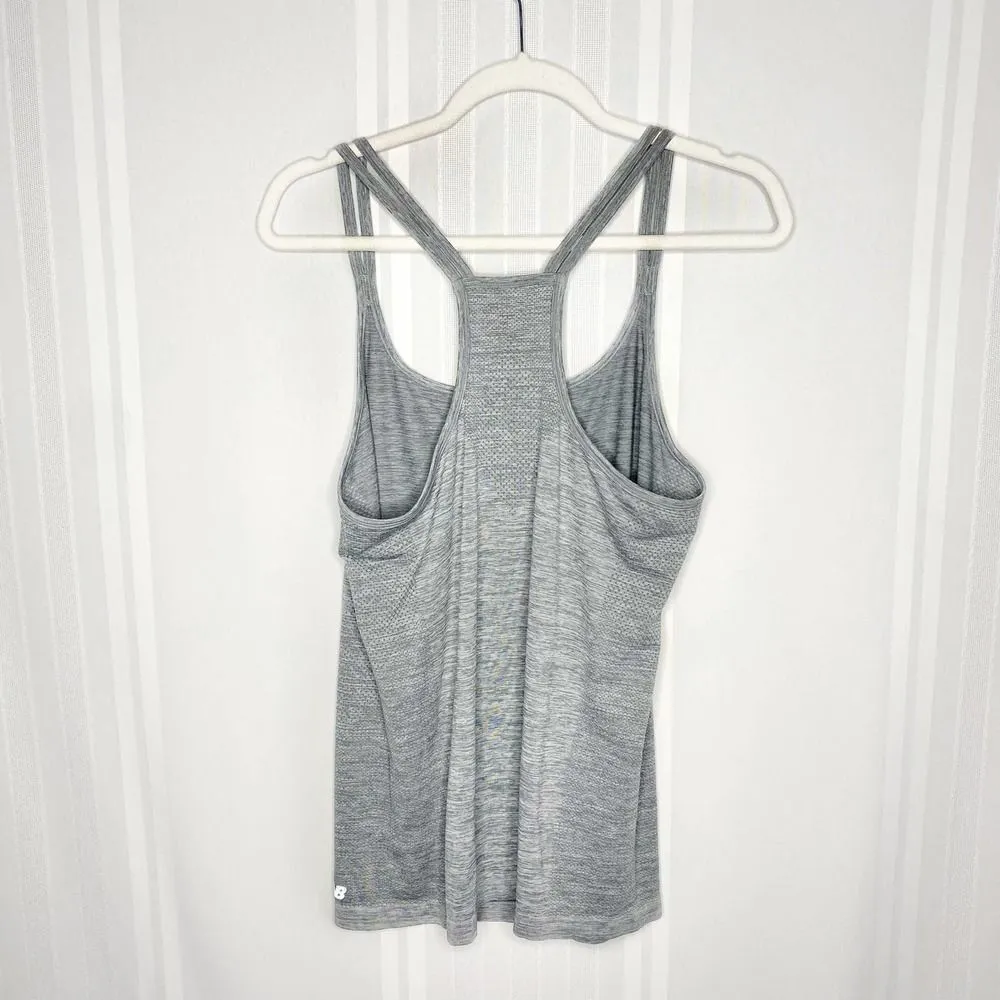 New Balance Racerback Tank Top Large Sleeveless Athletic Gray Silver Workout - Image 11