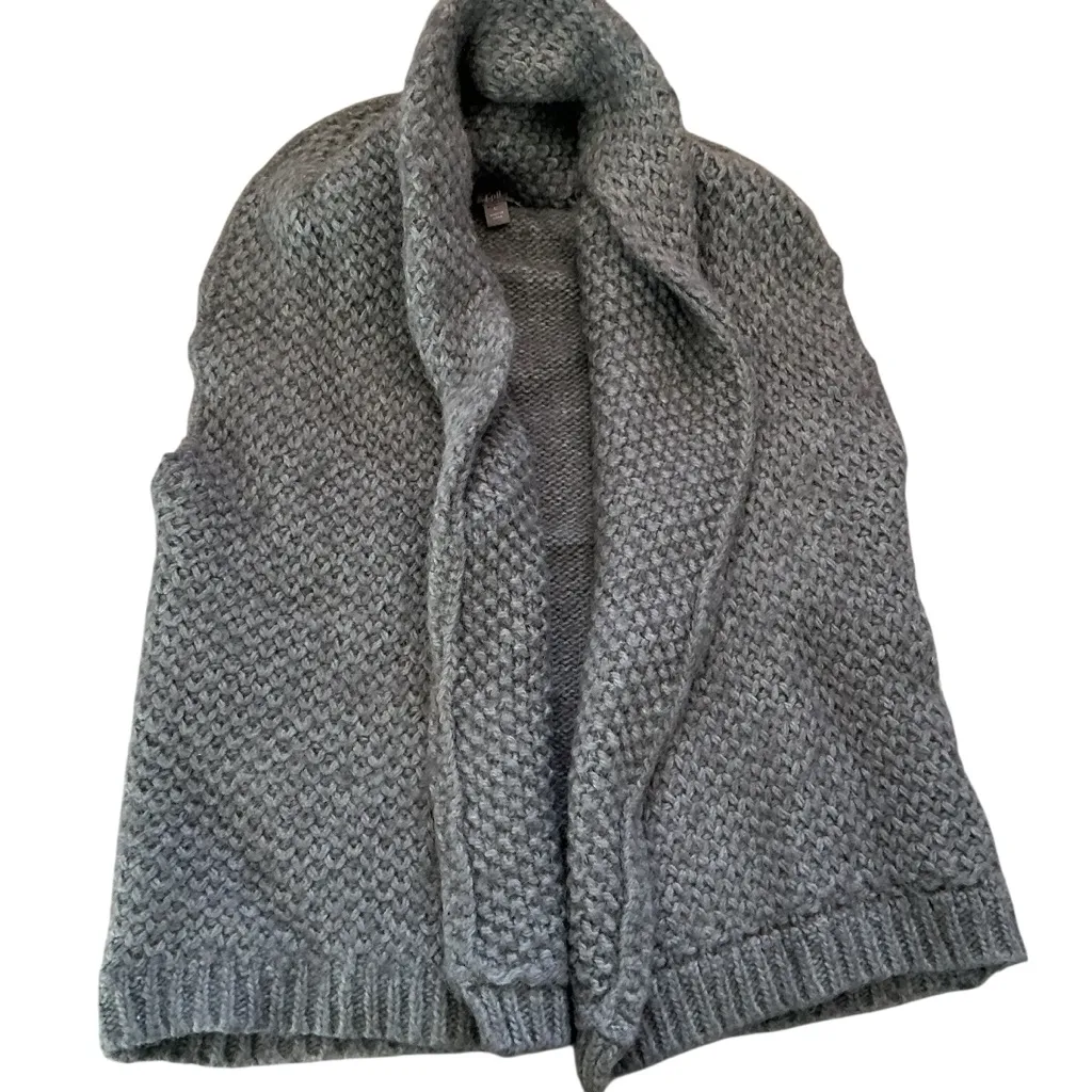 J Jill grey alpaca knit open front shawls collar collar fisherman sweater vest L Gray Size L - Image 3