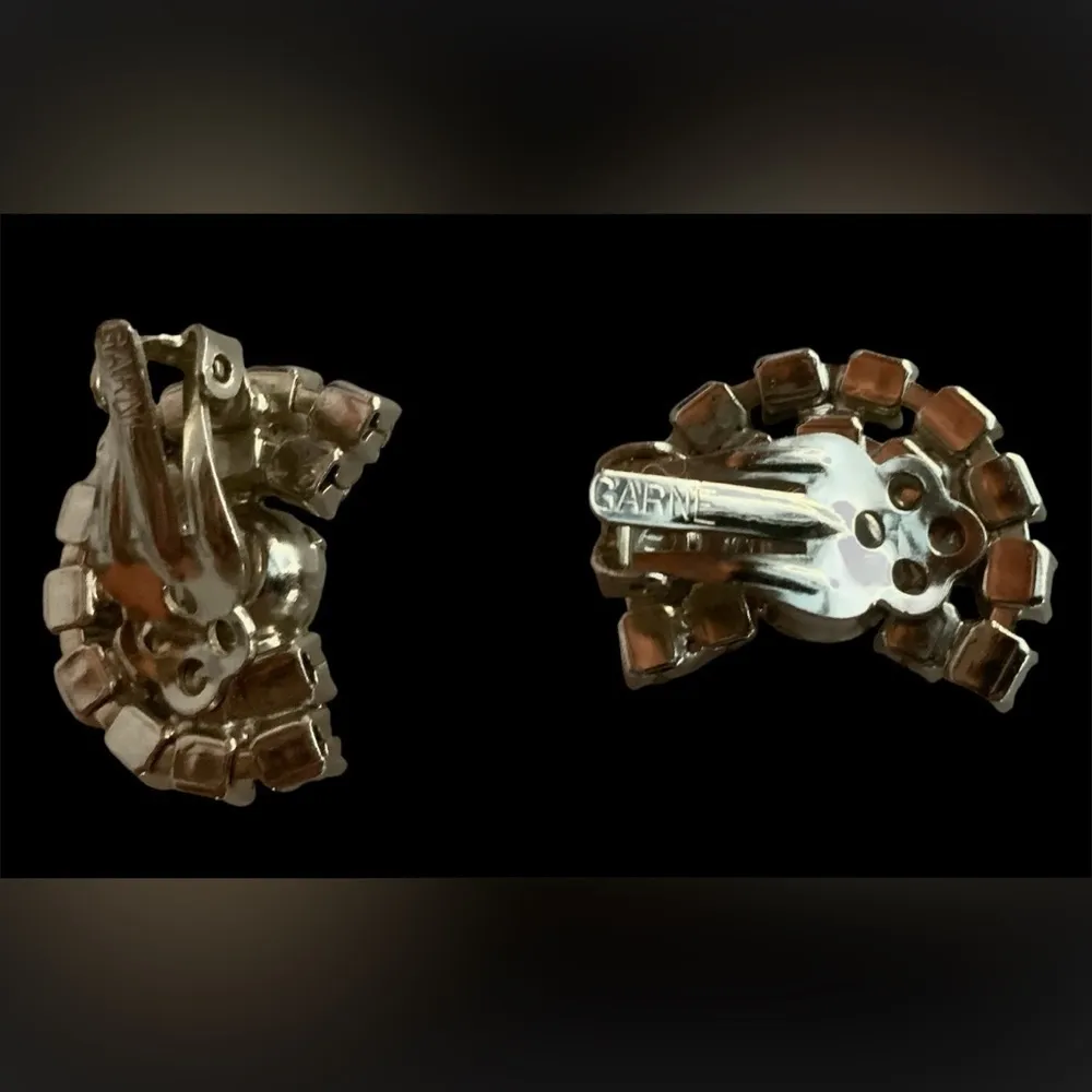 Garne 1950s Rhinestone ClipOn Earrings - Image 3