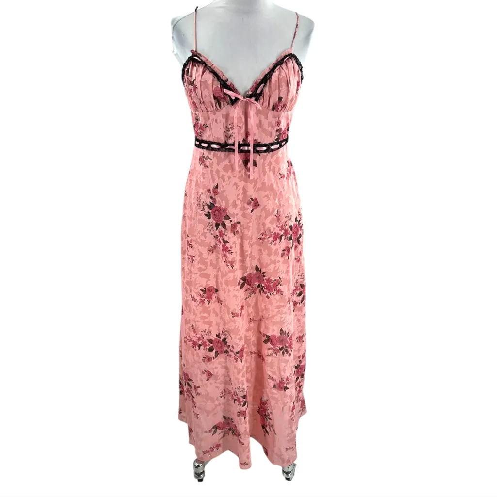NWT For Love & Lemons Guinevere Maxi Dress Pink floral Sz S - Image 4