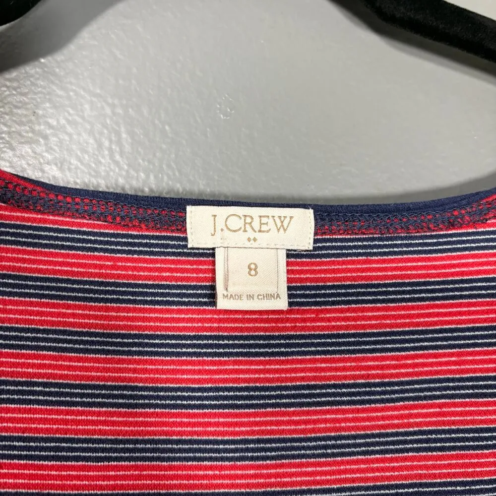 J Crew Women's Blue & Red Striped Preppy Nautical Dress - Size 8 - Pleated Skirt - Image 6