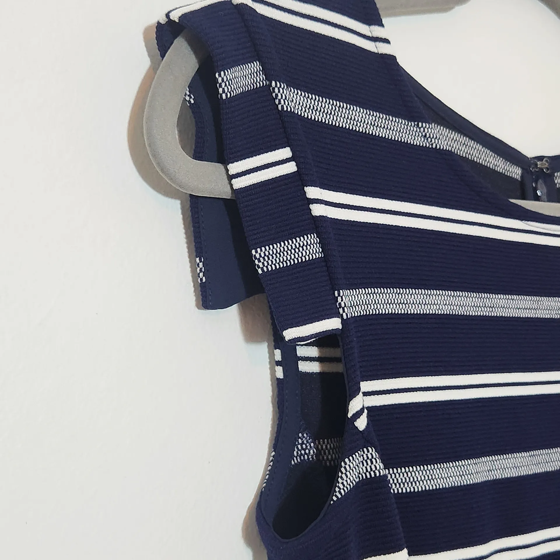 Ann Taylor Navy and White Striped Sheath Dress Size 0 Navy Stripe Dress - Image 5