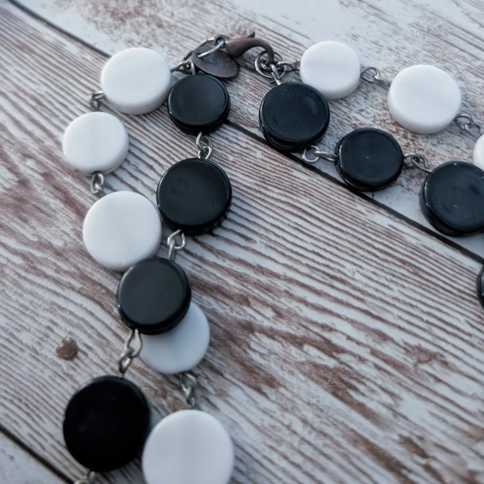 Extra Long Two Strand Black & White Claire's Necklace - Image 8