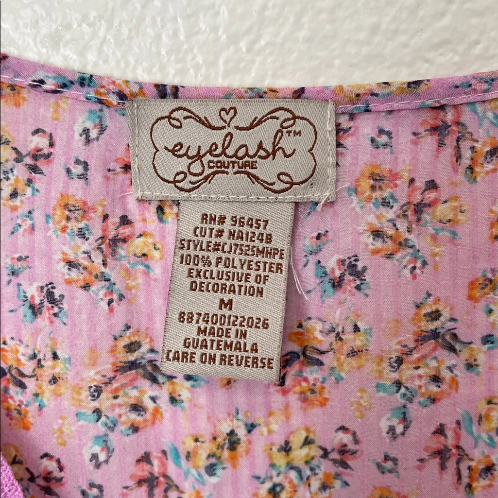 Vintage Y2K floral babydoll lace ruffle tier sheer blouse M - Image 3