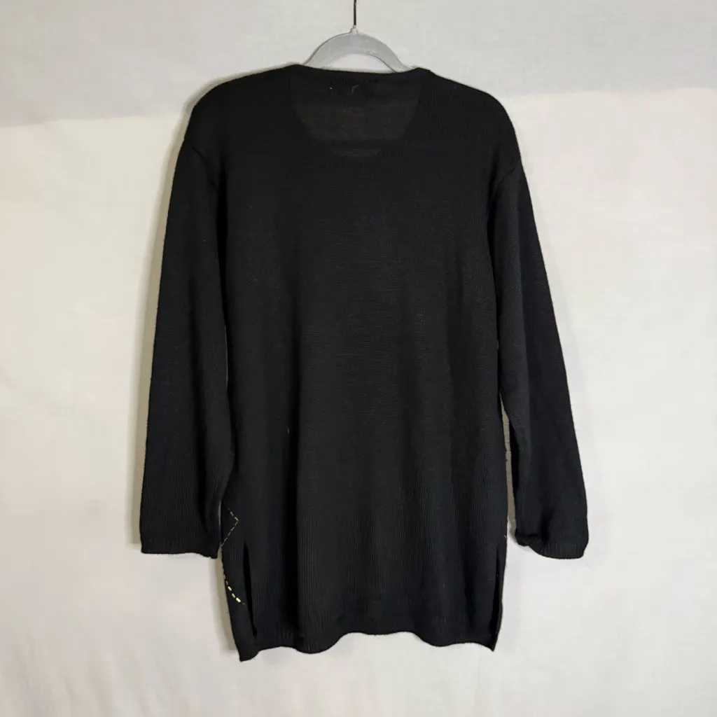 Vtg Joan Leslie black sweater with gold beads and‎ red sequins SZ XL Tacky Glam - Image 6