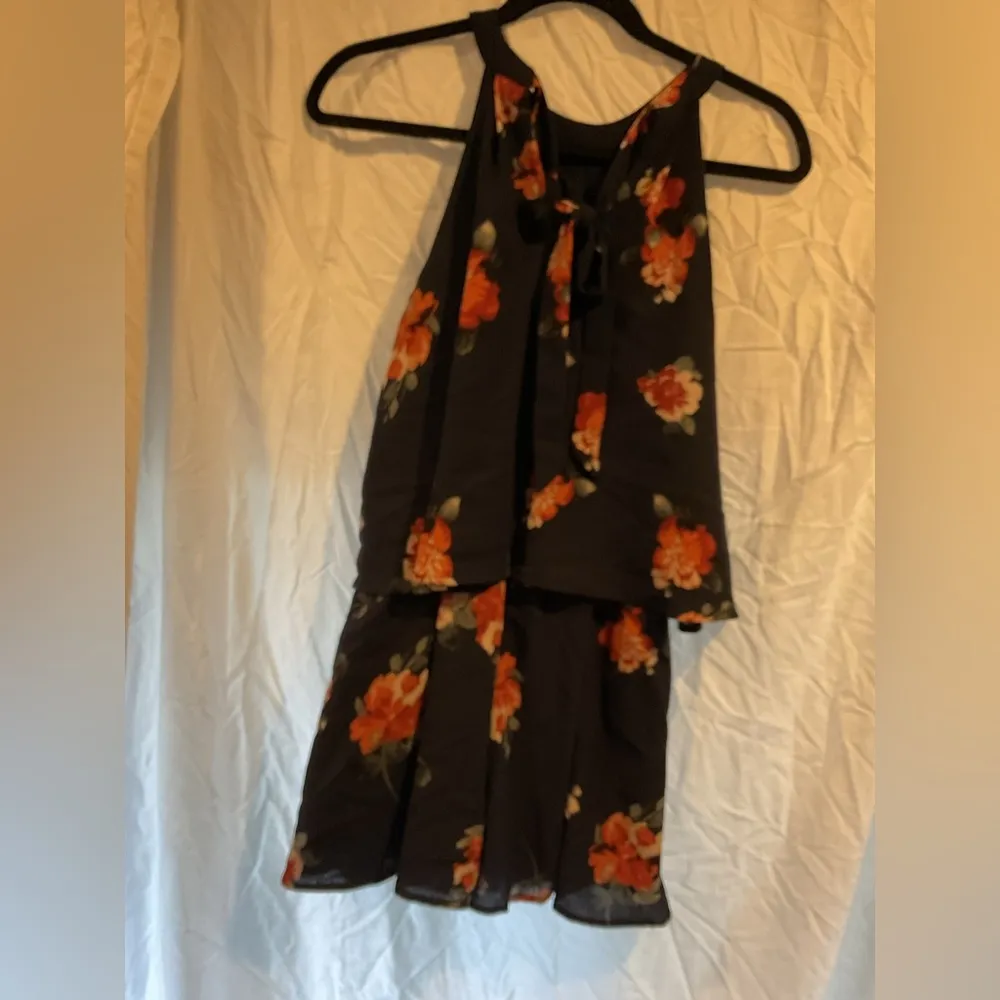 Listicle Vibrant Orange and Blue Halter Romper - Image 6