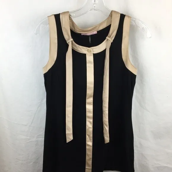 Basler Black & Tan Sleeveless Satin Trim Color Block Top M Size M - Image 3