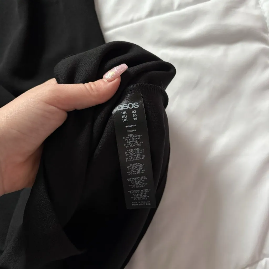 NWT ASOS Womens Size 18 Curve Black Midi Dress Floral Embroidery Long Sleeve - Image 5