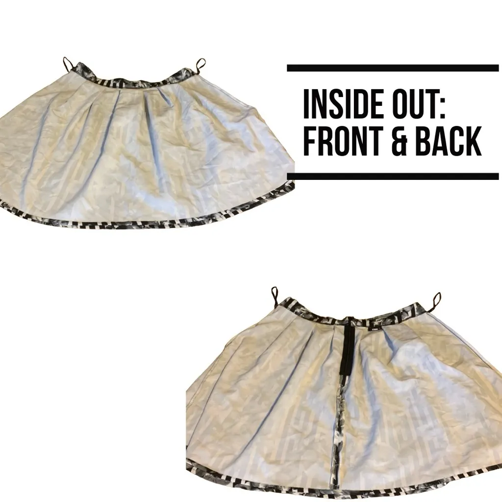 CITY CHIC BLACK, GRAY & WHITE FLORAL AND STRIPED PRINT FULL SKATER SKIRT (20) - Image 11