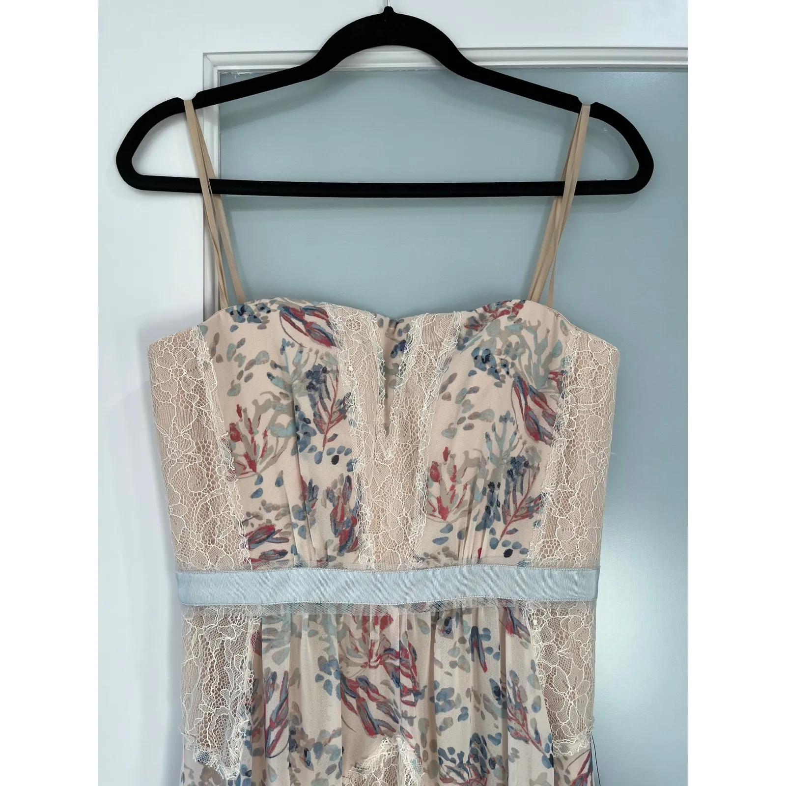 BCBGMAXAZRIA‎ Elle Lace Floral Print Maxi Dress Sleeveless Evening Gown - Image 6