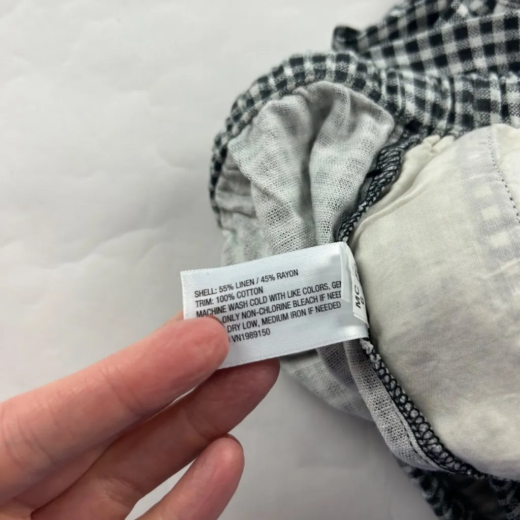 A New Day Black Gingham Plaid Linen Blend High Rise Pull On Shorts XS - Image 5