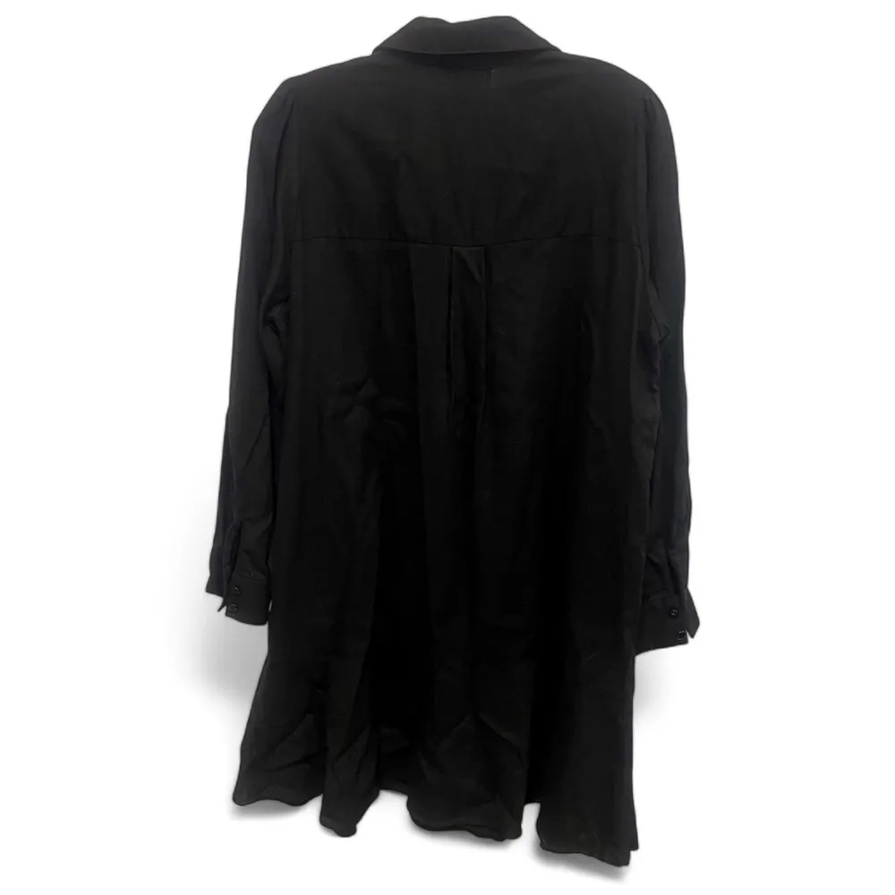 linen blend midi shirt dress with flare size large - Image 2