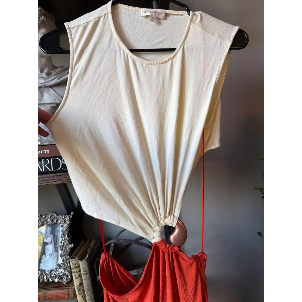 Ronny Kobo Kimia Cut Out Maxi Dress Amber & Eggshell Womens Size Medium Orange - Image 6