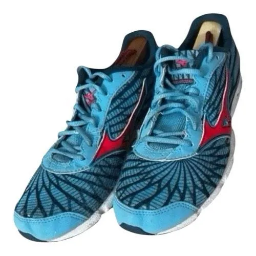 Mizuno Wave Hitogami 4 Women Blue Sneakers Size 8 Running Low Top Tie Closure - Image 2