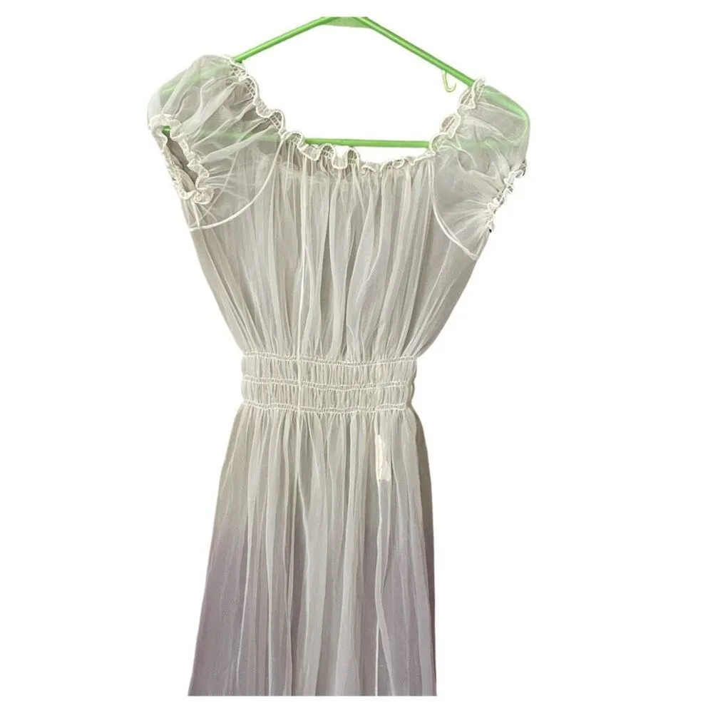 Vintage Rio Luxury Wear size 32 (s) made in England sheer overlay dress nightwea White - Image 2