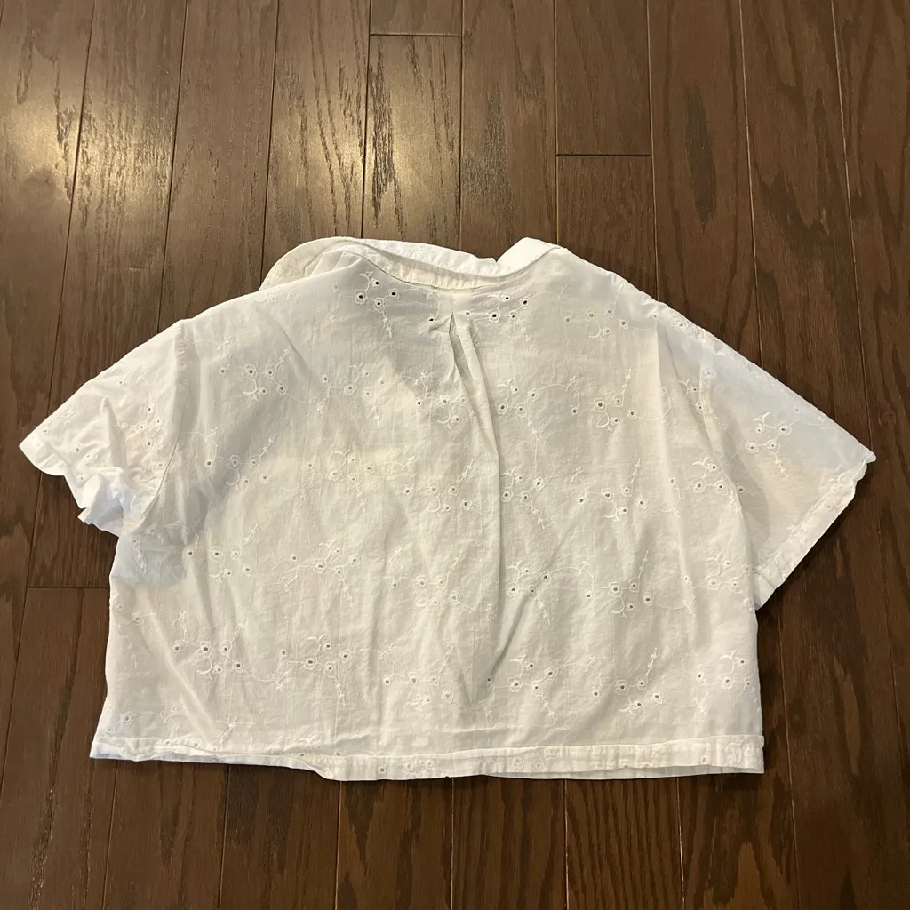 SO White Eyelet Button Down Shirt - Image 6