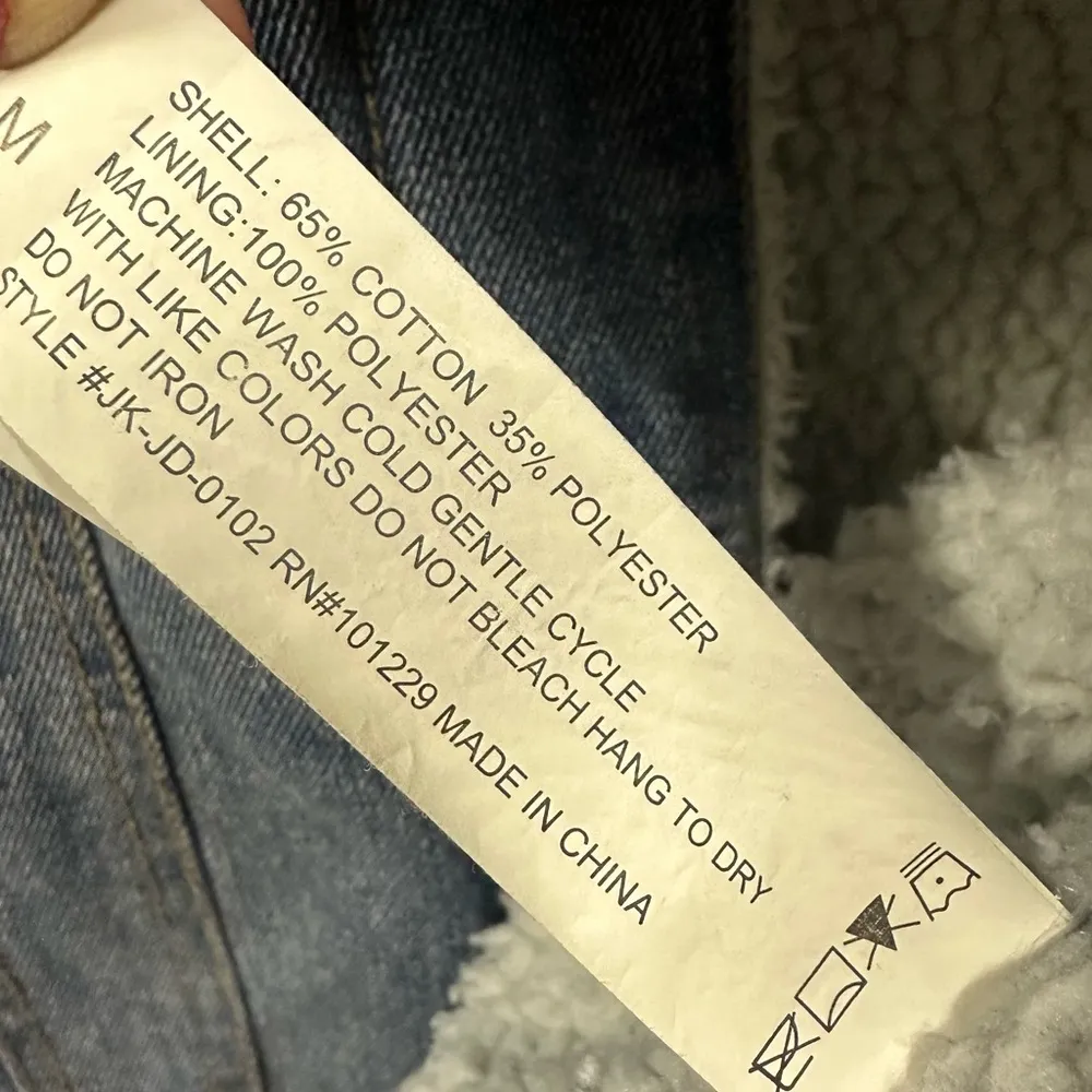 Ashley Vintage Charm Denim Sherpa Lined Distressed Blue Jean Jacket Womens M Size M - Image 12