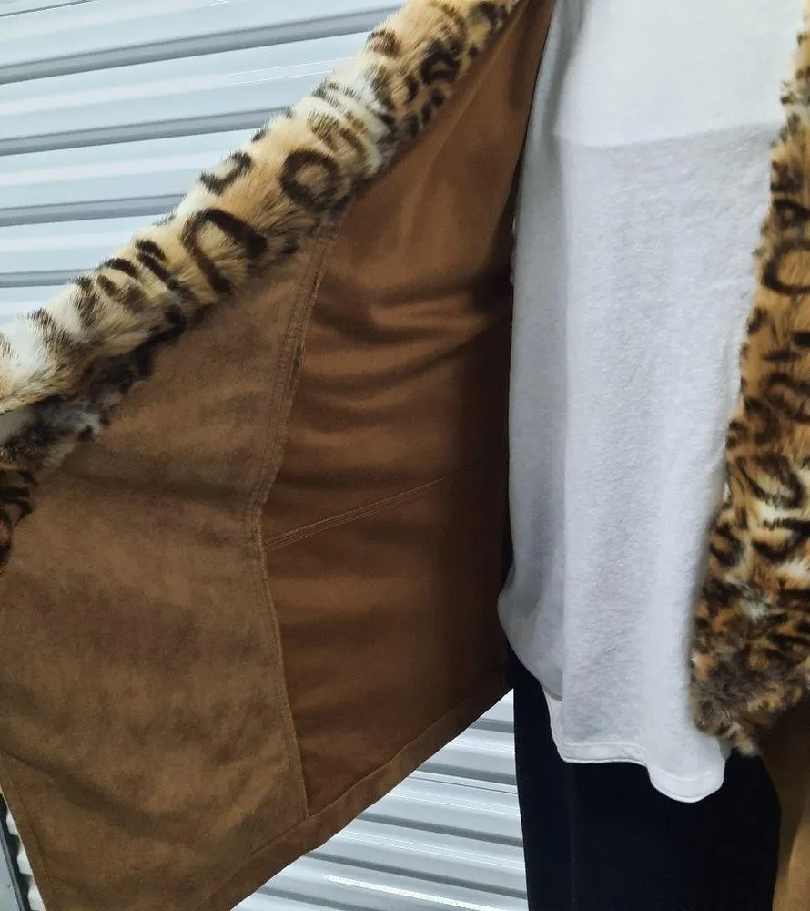 Calesas Faux Fur Cardigan Sweater Size M - Image 5