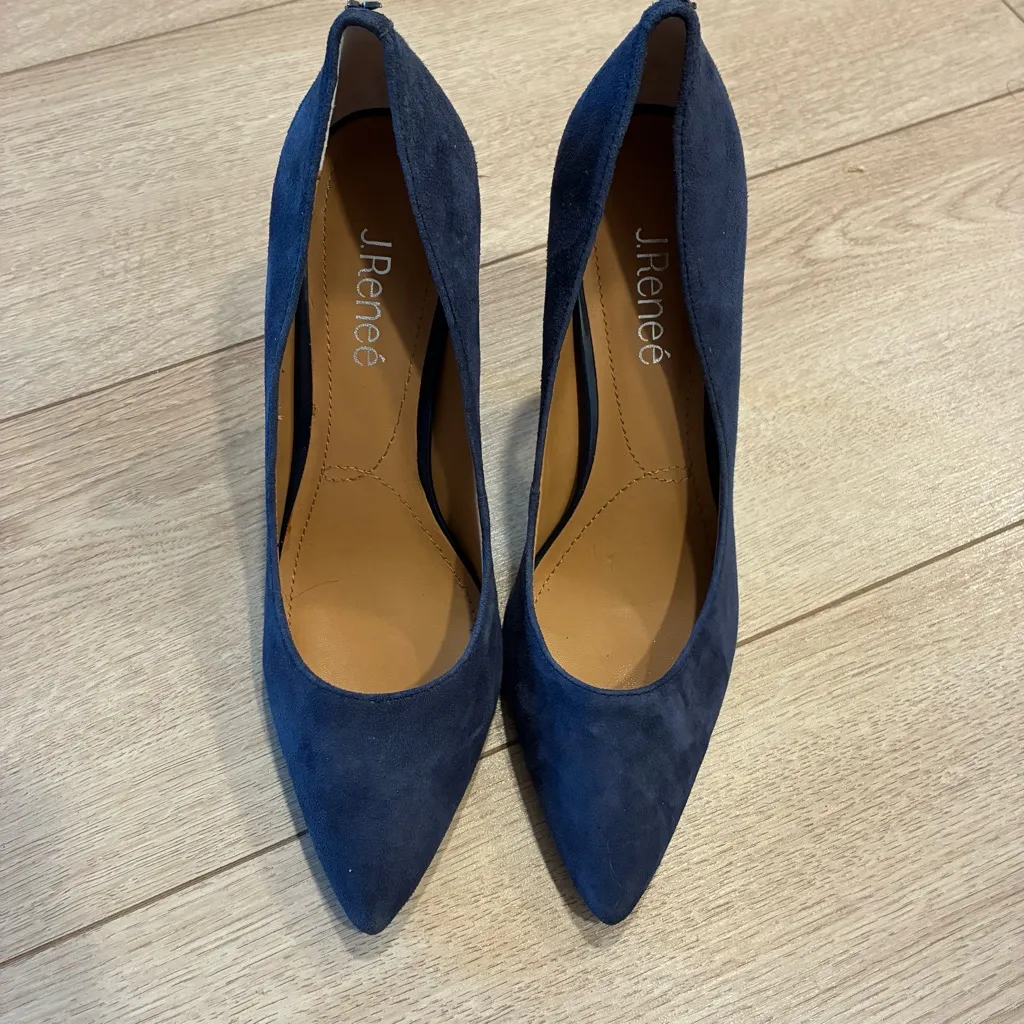 NEW J. Renee Canaro Navy Blue Suede Pointed Toe Heel Pump Size 8 - Image 6