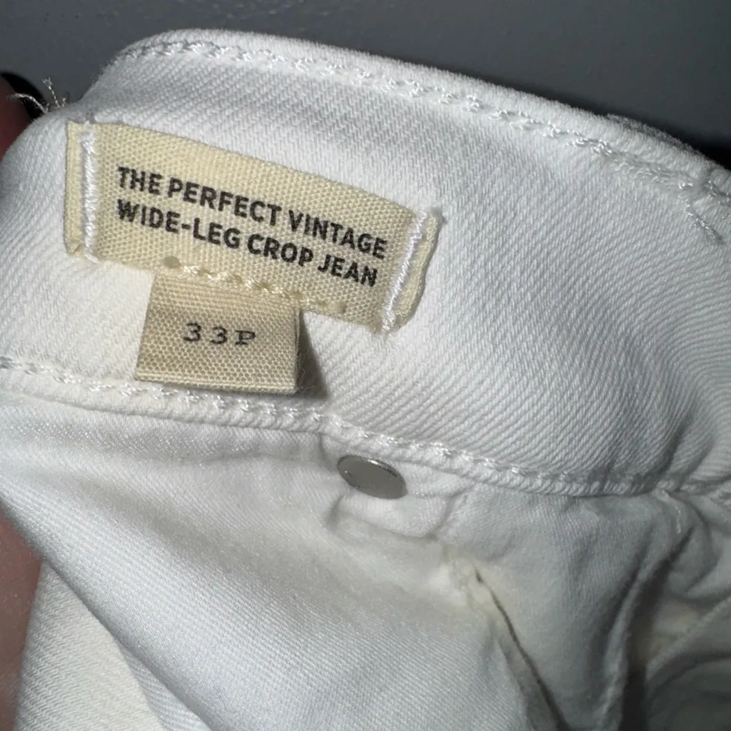 Madewell The Perfect Vintage Wide‎ Leg Crop Jeans White 33 Petite - Image 6
