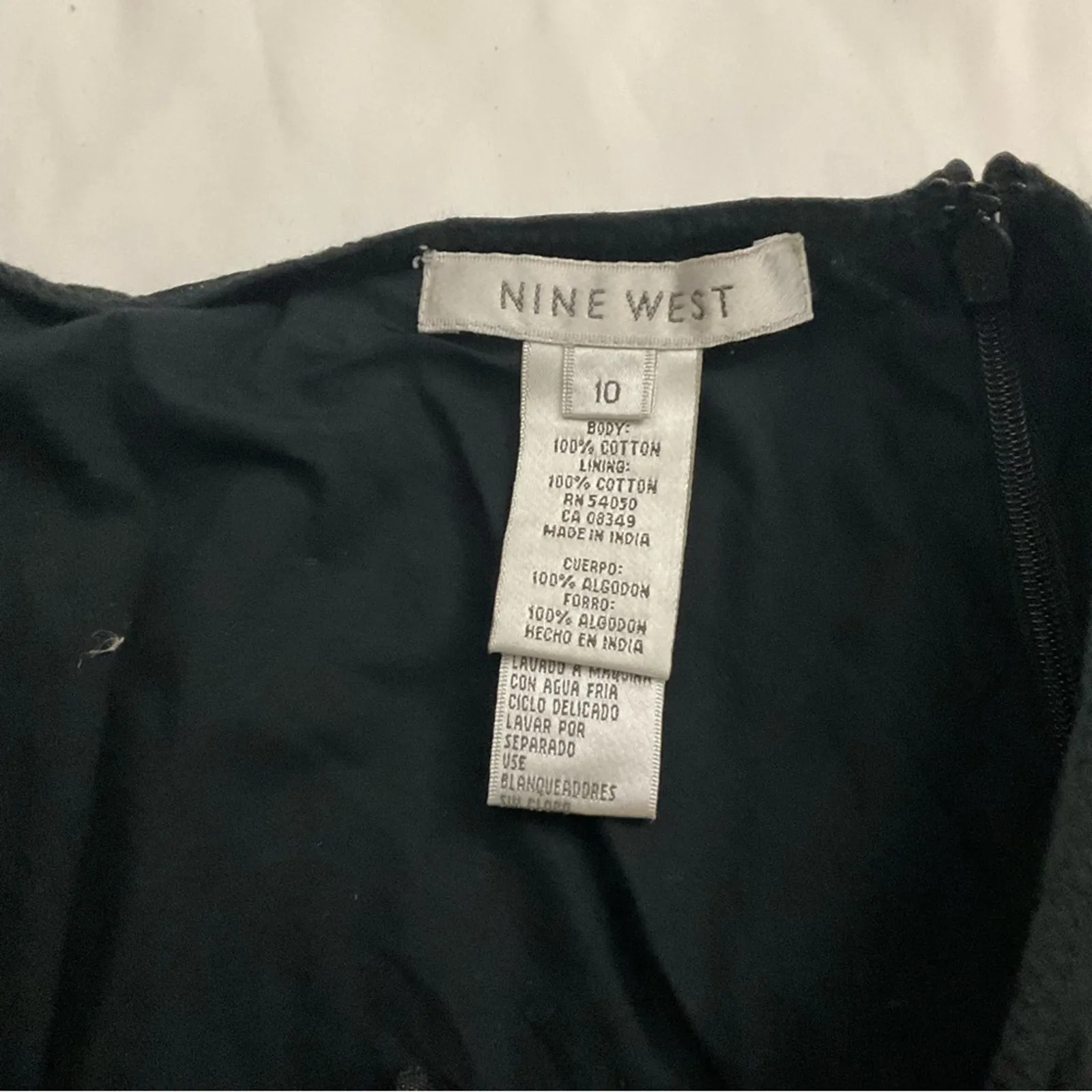 Nine West Black Embroidered Panel A-Line Skirt 10 Feminine Casual Boho Cottage - Image 8