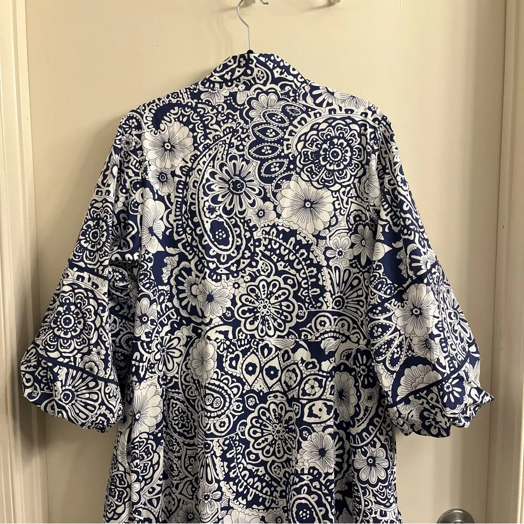 Hyacinth House Navy & White Floral Hillsborough Midi Dress XL Blue - Image 11