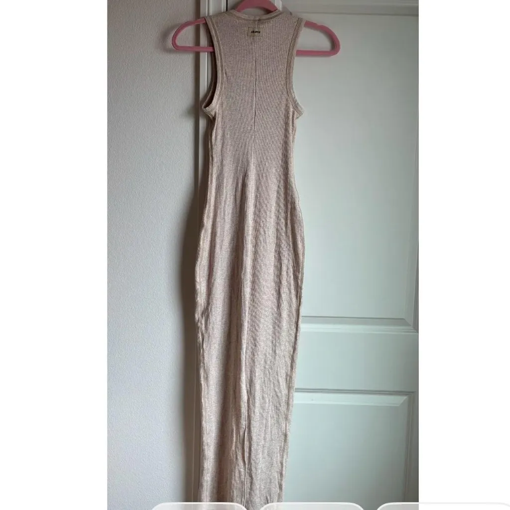 Skims Cotton Rib Dress in Heather Oatmeal, Size X-Small - Image 3