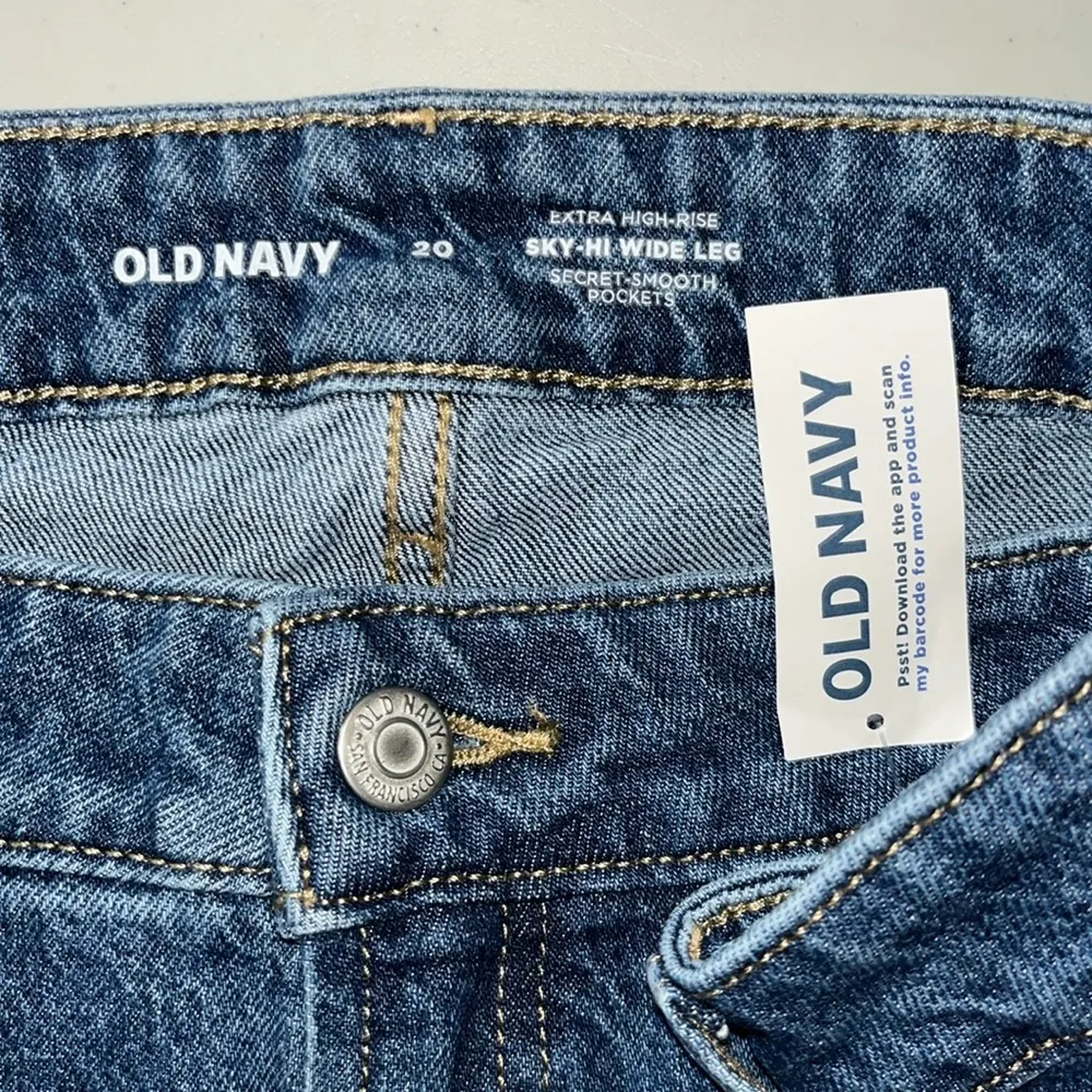 Old Navy NWT Size 20 Kiera Blue Extra High-Rise Ski-Hi Wide Leg Denim Jeans - Image 3