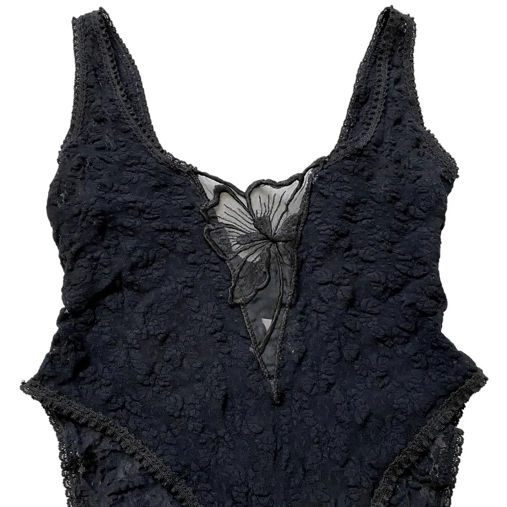 Vintage 60’s Alana Gale Lace Bodysuit Lingerie Intimates Black Size M - Image 3