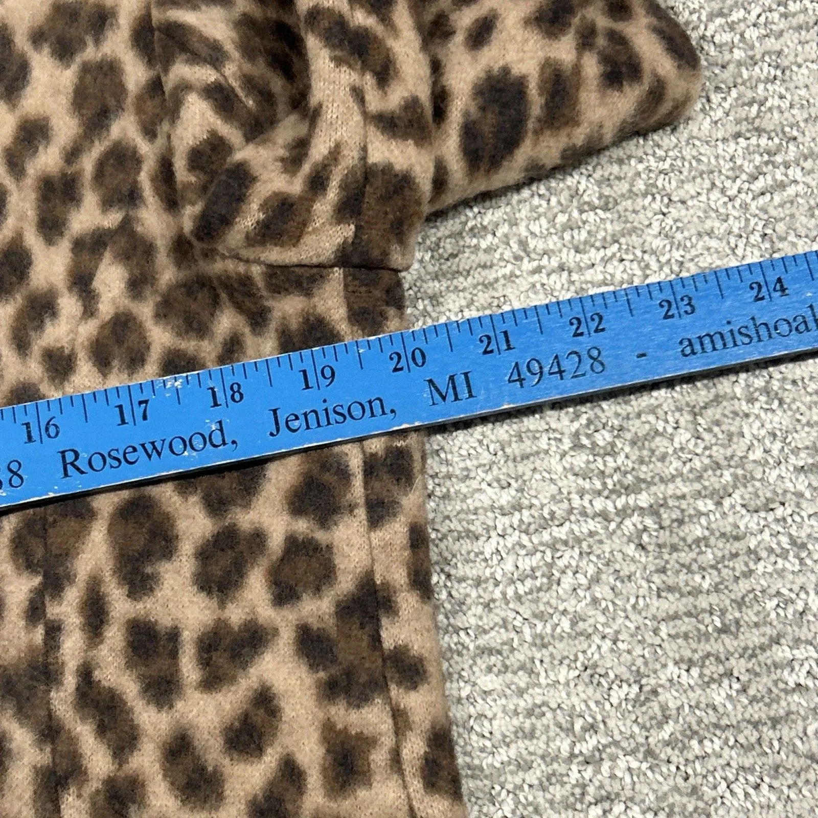 Talbots Merino Wool Blazer Jacket Womens Large Rhinestone Buttons Animal Print - Image 7