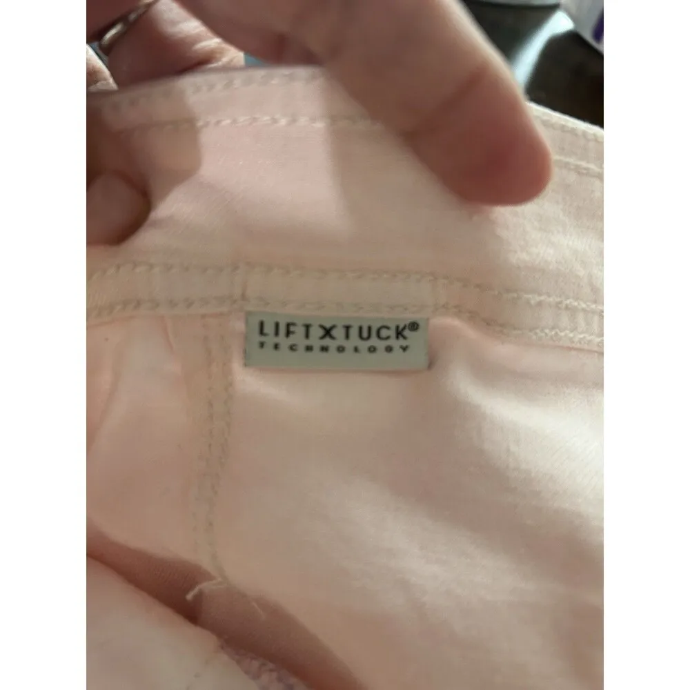 NYDJ Women Linen Blend Stretch Pants Wide Leg Pale Pink Mid-Rise Casual Size 12 - Image 4