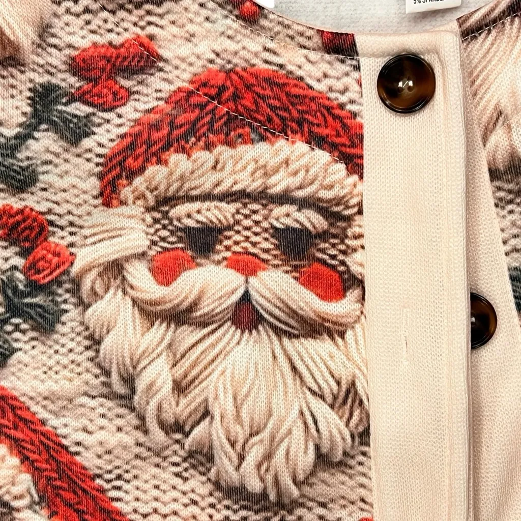 NEW! Womens Pink Santa Cardigan Sweater Button Size X - Image 4