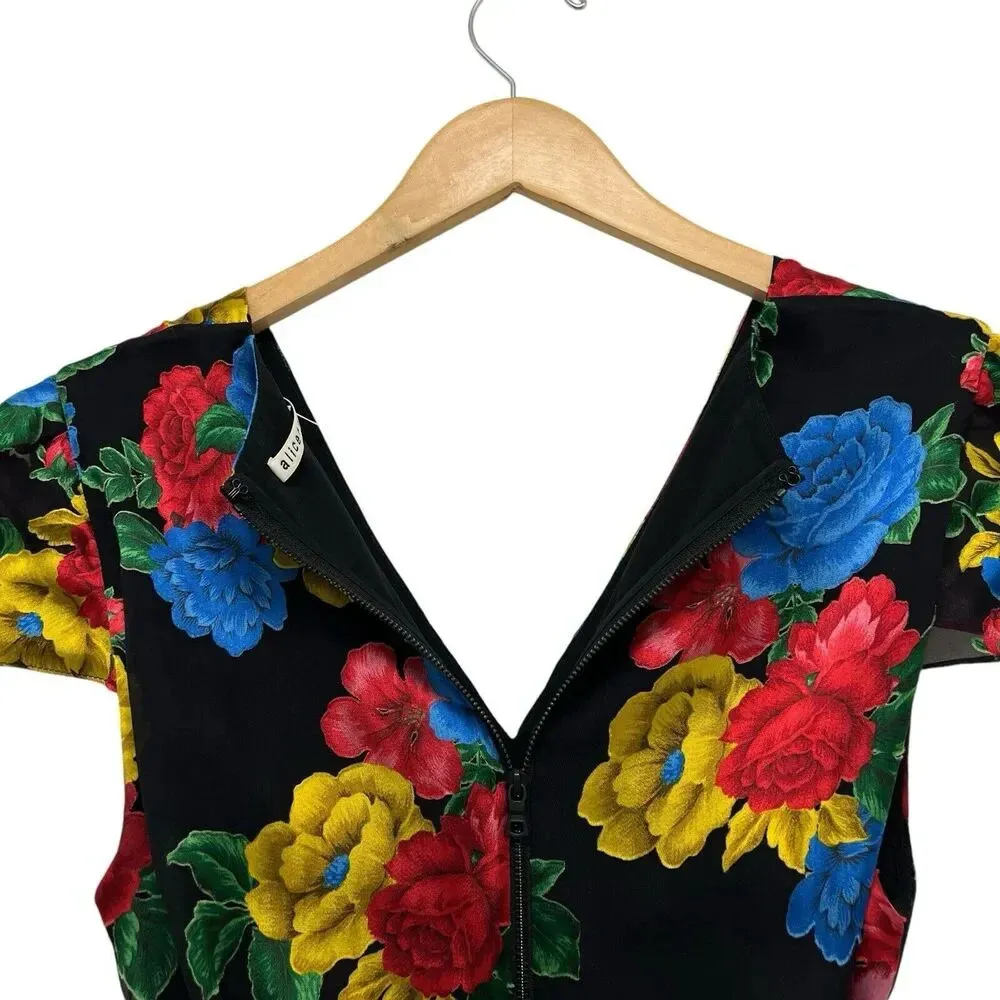 Alice And Olivia Erika Silk Ruffle Belted Tie Floral Maxi Dress Multi Size 4 - Image 12