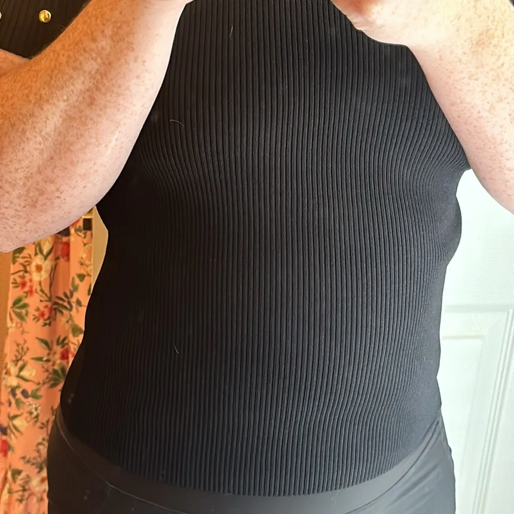 Knit Ribbed Black Gold Embellished Top - Image 4