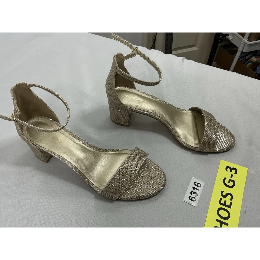 Womans Dream Pairs Luckyy Strappy Formal Sandals 7 Gold Open Toe Buckle Heel - Image 2