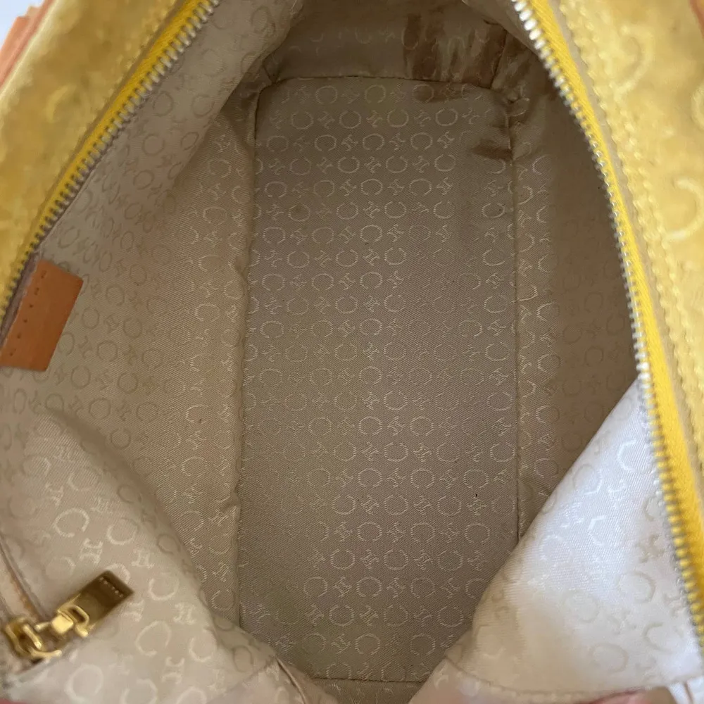 CELINE Yellow Suede Macadam and Leather Monogram Hand Bag - Image 7