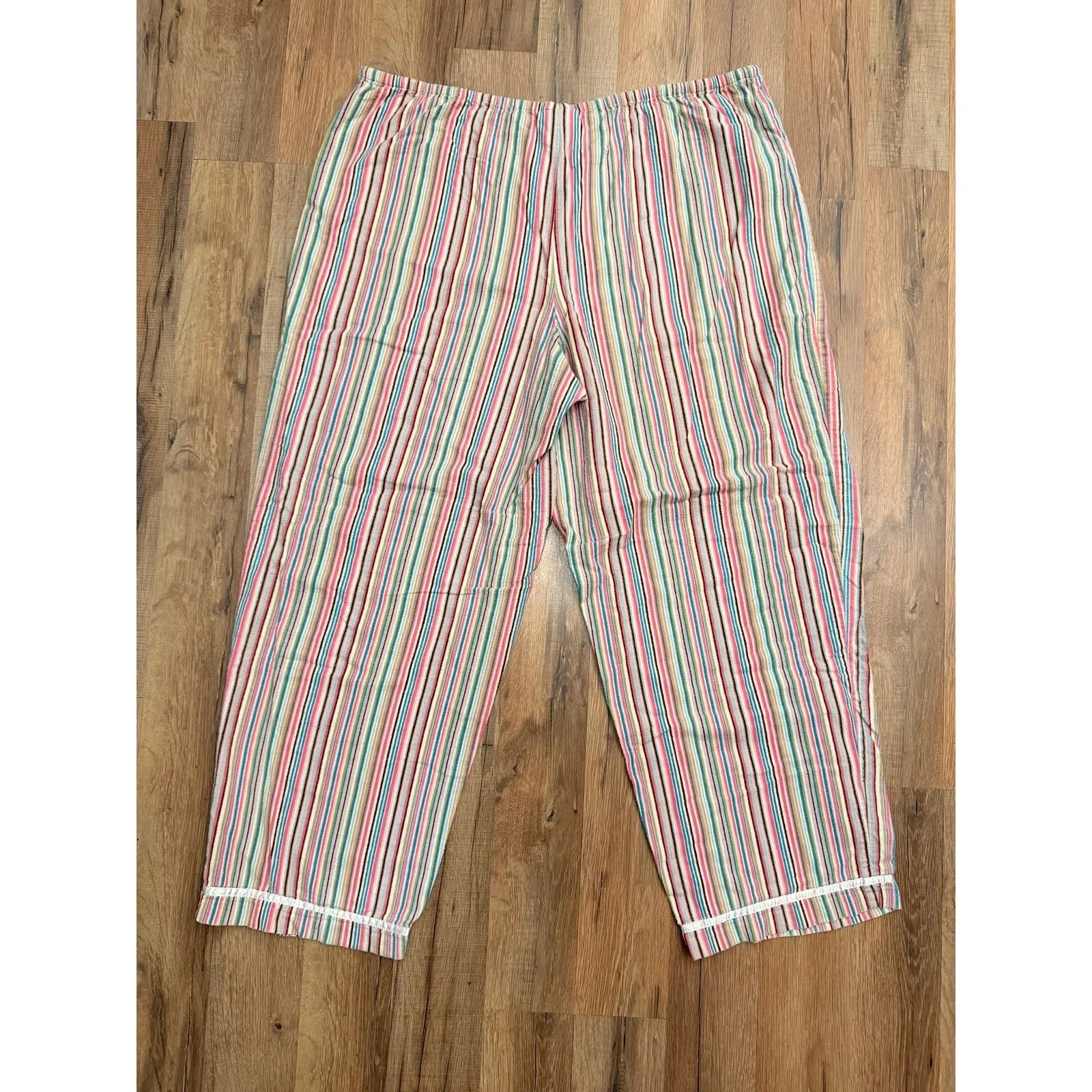 Secret Treasures 100% Cotton Striped Pajama Pants L Multi Color Sleepwear - Image 2