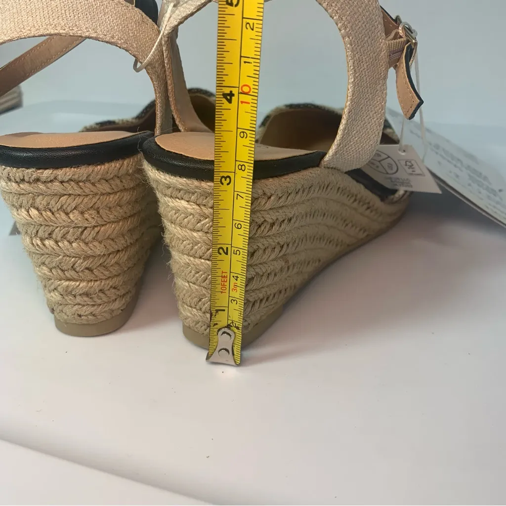 Esmara Striped Pattern Espadrille Ankle Strap Court Wedges, Size‎ 8 Tan - Image 6