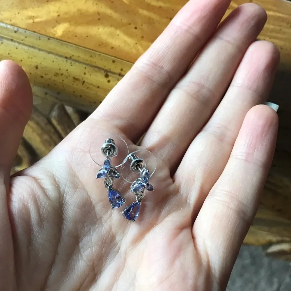 Natural Tanzanite Sterling Silver Dangle Earrings Purple - Image 3