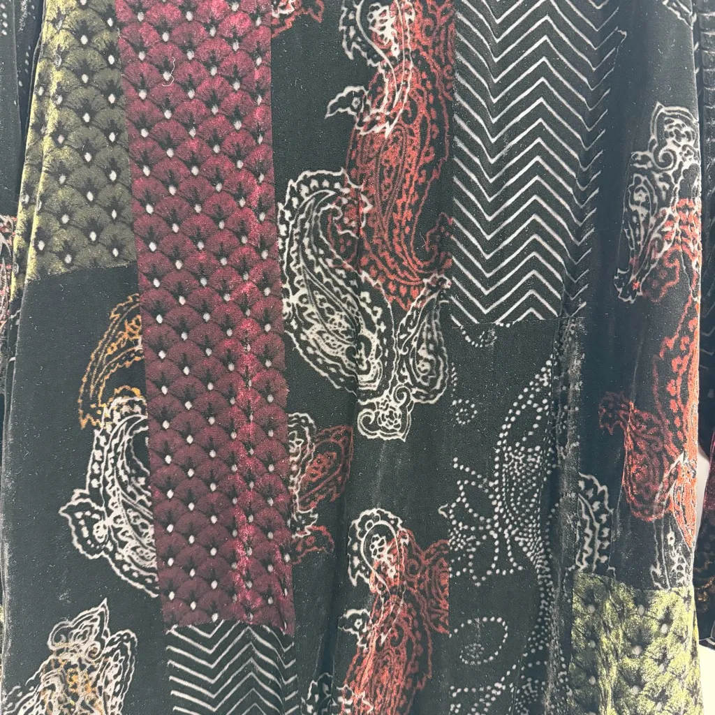 Vintage Koos Of Course Burnout Velvet Patchwork Art To Wear Button Jacket Tunic Black Size M - Image 10
