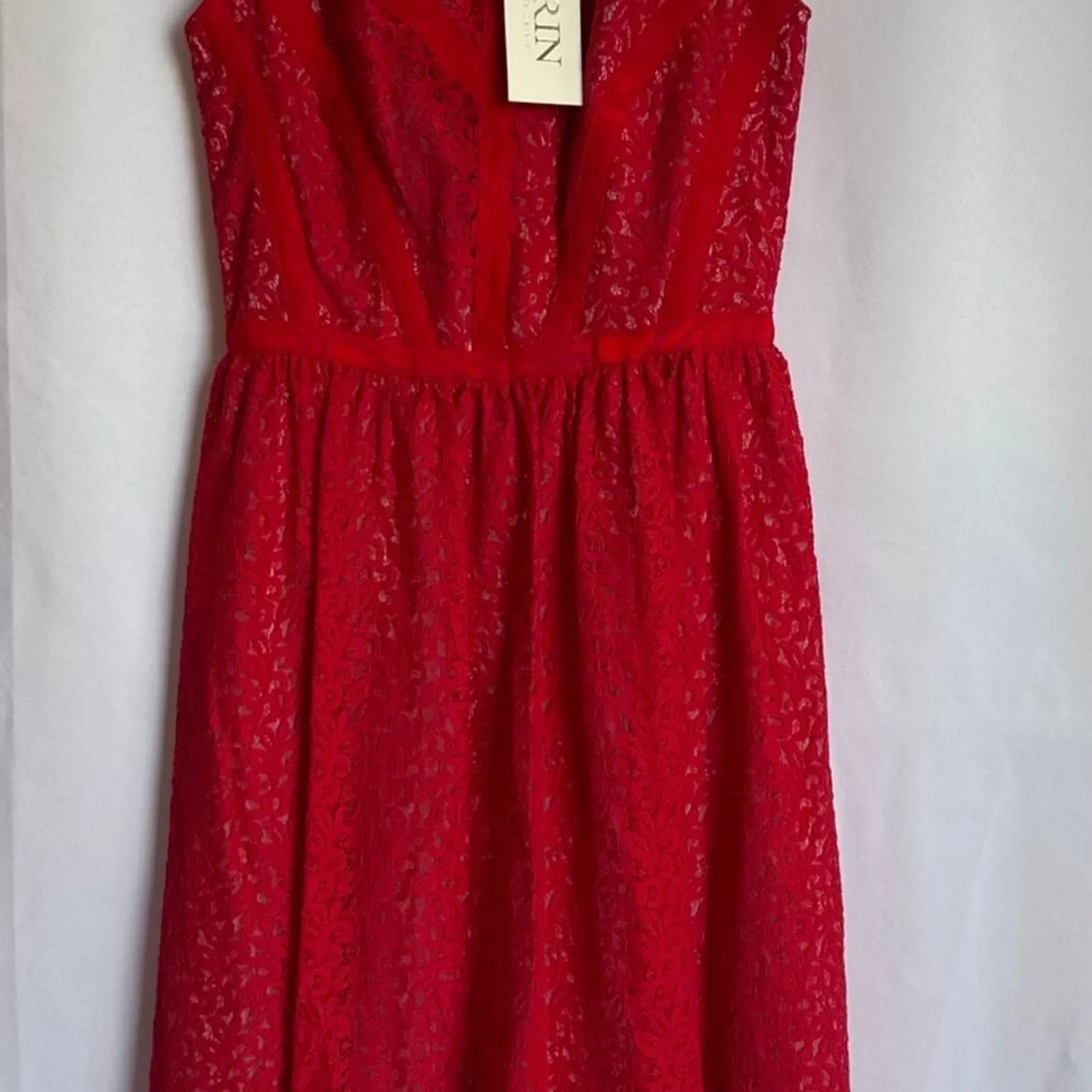 NWT Red lace dress with zipper back Erin Featherstone Brand Newwith‎ Tags S Size 2 - Image 5