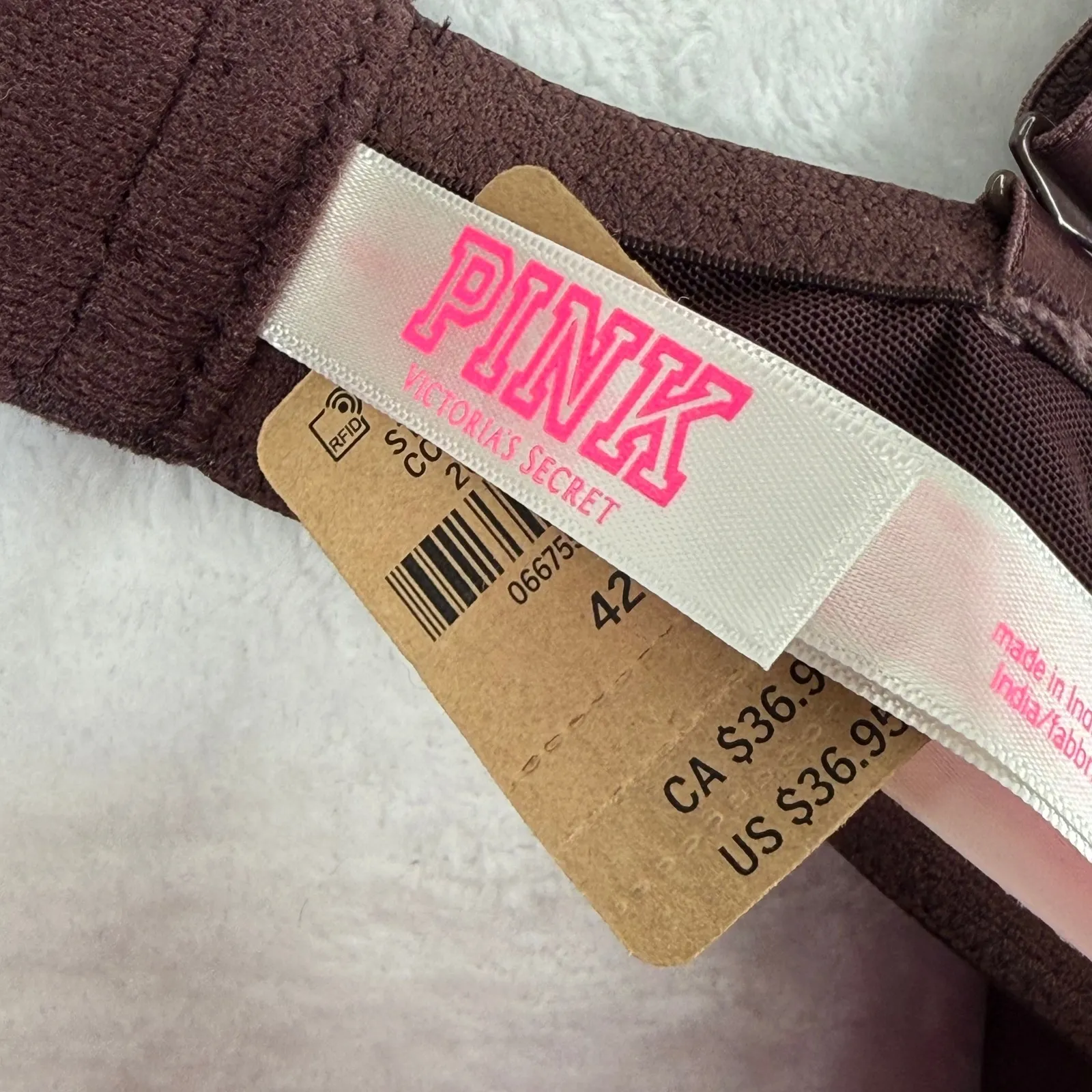 PINK Victoria's Secret Wear Everywhere Push Up Bra Deep Plum Size 42C Brown - Image 2