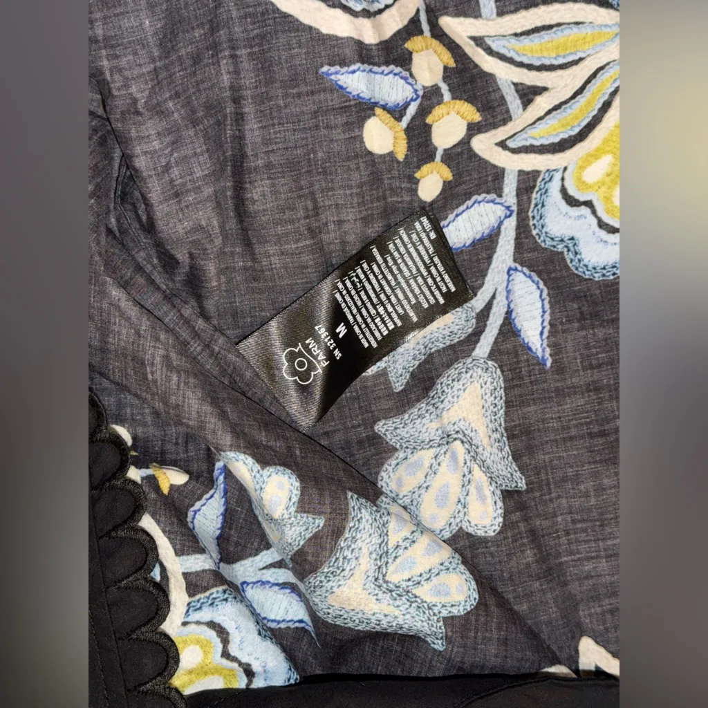 NEW FARM Rio Stitched Garden Long sleeve Midi floral black Dress sz M - Image 8