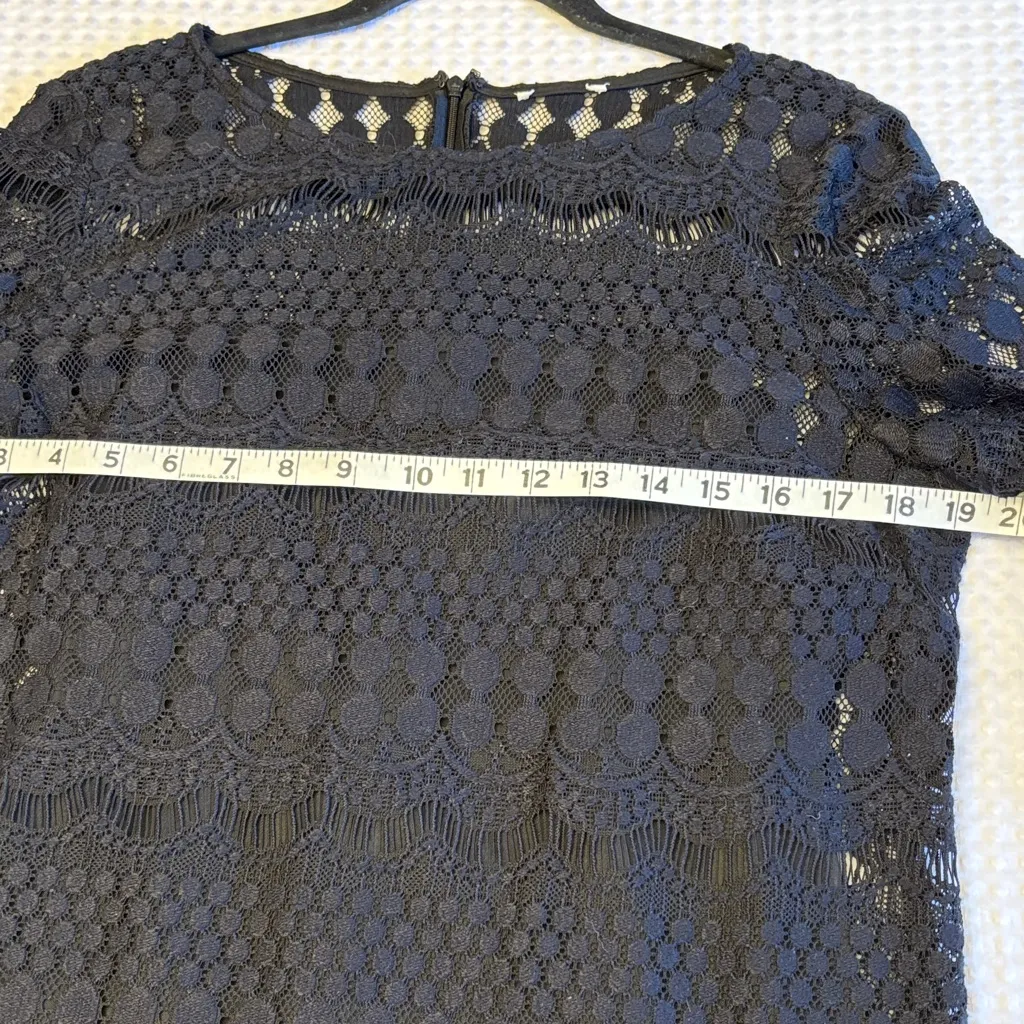 Elegant BLACK Lace Dress 3/4 Sleeve Knee Length Size 8 - Image 10