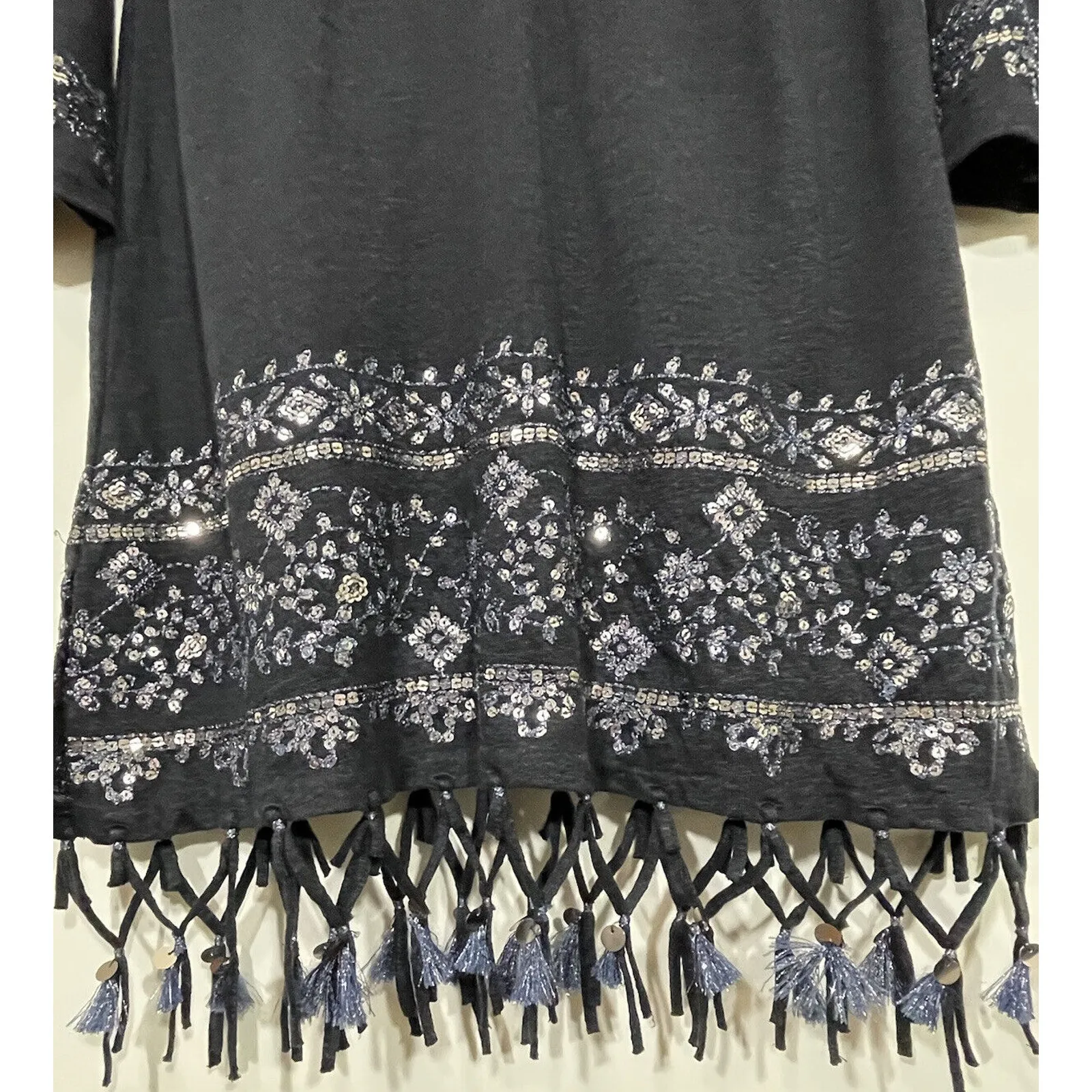 Calypso St. Barth Berega Sequin-Embroidered Tunic Gray Size XS - Image 7
