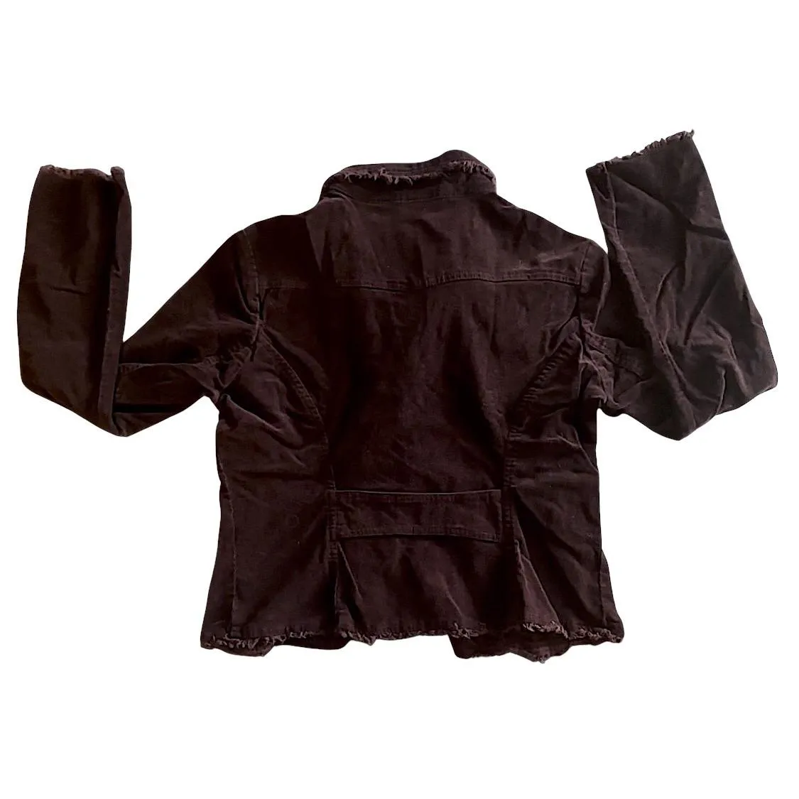 AT LAST Jacket Women Brown Corduroy Raw Edge Boho Chic Casual Grunge Size Large - Image 4